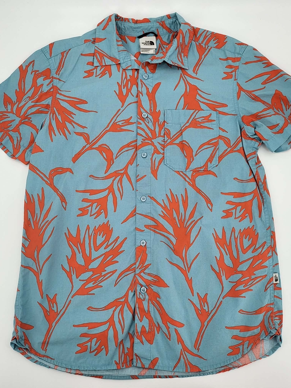 The North Face Men’s Short Sleeve Blue & Orange Floral Shirt